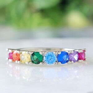 Rainbow Multicolor Heart Ring, Charmed Aroma Pride Month Jewlery Stackable Ring